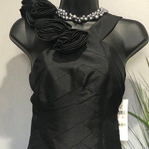ONE SHOULDER RUFFLE BLACK DRESS
